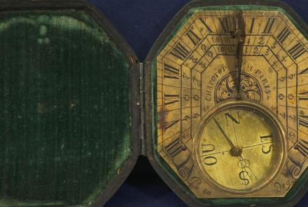 Appraisal: 1700 French Brass Pocket Sundial with Compass: asset-mezzanine-16x9