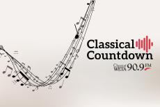 A ribbon of staff music with the text Classical Countdown: Classical WETA 90.9 FM