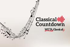 A ribbon of staff music with the text Classical Countdown: WETA Classical