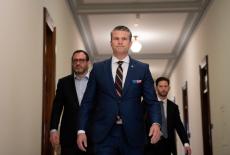 Pete Hegseth, President-elect Donald Trump's nominee for defense secretary, on Capitol Hill in Washington