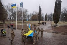 Funeral ceremony for a Ukrainian serviceman at a newly opened military cemetery in Lviv