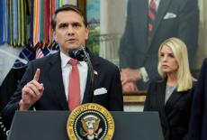 U.S. President Trump and FBI Director Patel hold press conference at the White House in Washington