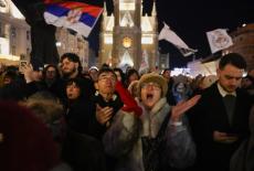 Students and people in Serbia geathered to protest