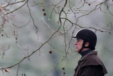 Andrew Mountbatten-Windsor rides a horse in Windsor Great Park