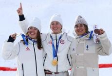 Freestyle Skiing - Women's Moguls Victory Ceremony