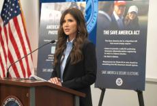U.S. Secretary of Homeland Security Kristi Noem holds election security press briefing