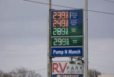 Gasoline and diesel prices are displayed at a Citgo gas station in Ganado