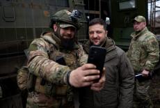 Ukraine's President Zelenskiy visits a front line in Donetsk region