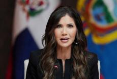 FILE PHOTO: Kristi Noem is seen at Shield of the Americas Summit in Doral, Florida