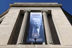 Trump banner at the Department of Justice in Washington