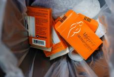 Used boxes of Mifepristone, the first pill in a medical abortion, line a trash can at Alamo Women's Clinic in Carbondale