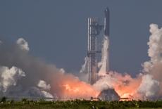The SpaceX Starship spacecraft launch in the 12th test flight, in Starbase