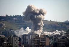 Smoke billows from southern Lebanon, following Israeli strikes, as seen from Nabatieh