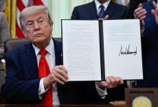 U.S. President Donald Trump speaks in the Oval Office at the White House
