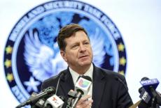 FILE PHOTO: Jay Clayton, United States Attorney for the Southern District of New York, speaks during a press conference in...