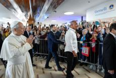 Pope Leo arrives at Gemelli Hospital ahead of a surgery to remove a lung nodule, in Rome