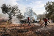 Aftermath of Israeli settlers' attack on Palestinians harvesting olives near Turmus Ayya