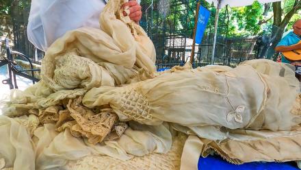 Appraisal: Silk Wedding Dress, ca. 1895: asset-mezzanine-16x9