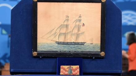 Appraisal: Men's Flame Stitch Wallet & Ship's Portrait: asset-mezzanine-16x9