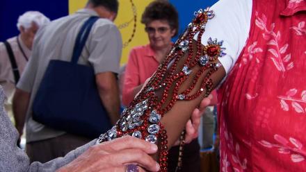 Appraisal: Rhinestone & Brass Armband, ca. 1980: asset-mezzanine-16x9
