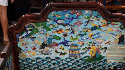 Appraisal: Chinese Wooden Throne & Footstool, ca. 1920: asset-mezzanine-16x9