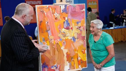 Appraisal: 1960 Chuck Close "Man Walking" Oil Painting: asset-mezzanine-16x9