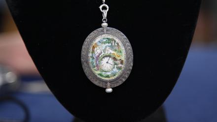 Appraisal: Enamel & Rock Crystal Pendant Watch, ca. 1910: asset-mezzanine-16x9