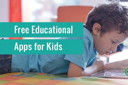 A graphic reading "Free Educational Apps for Kids" with the Common Sense Media logo.
