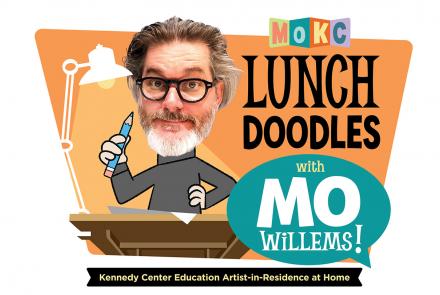 A title for card for the show "Lunch Doodles with Mo Willems."