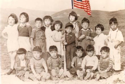 children with American flag