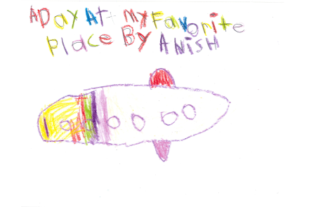 child's illustration of a submarine