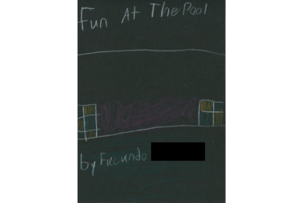 child's illustration of a pool on a black background