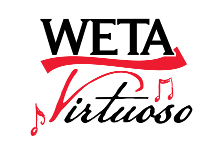 Black and red logo reading WETA Virtuoso with music notes