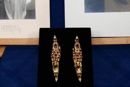 Appraisal: Spanish Gold & Garnet Earrings, ca. 1760: asset-mezzanine-16x9