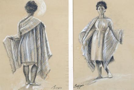Appraisal: John Biggers Charcoal & Chalk Drawings, ca. 1957: asset-mezzanine-16x9