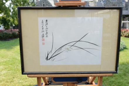 Appraisal: 1969 Zhang Daiqian Cymbidium Orchid Ink Painting: asset-mezzanine-16x9