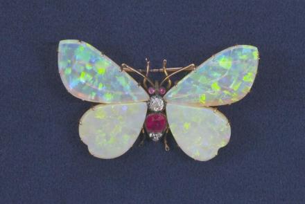 Appraisal: Opal, Diamond & Ruby Butterfly Brooch, ca. 1890: asset-mezzanine-16x9
