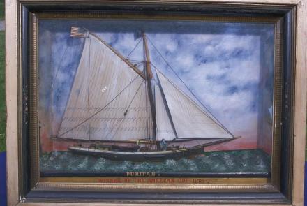 Appraisal: America's Cup Puritan Ship Shadow Box, ca. 1885: asset-original