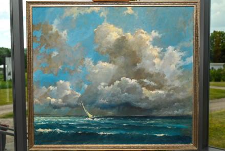 Appraisal: Eric Sloane Sea & Sky — Squall Line Oil, ca. 1950: asset-original