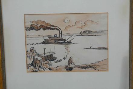 Appraisal: T. H. Benton Watercolor & Drawing, ca. 1940: asset-original