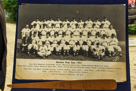 Appraisal: 1951 Red Sox Team-signed Half Bat & Photo: asset-mezzanine-16x9