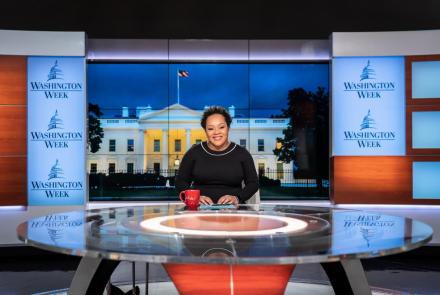 Yamiche Alicindor seated at the table on the Washington Week set