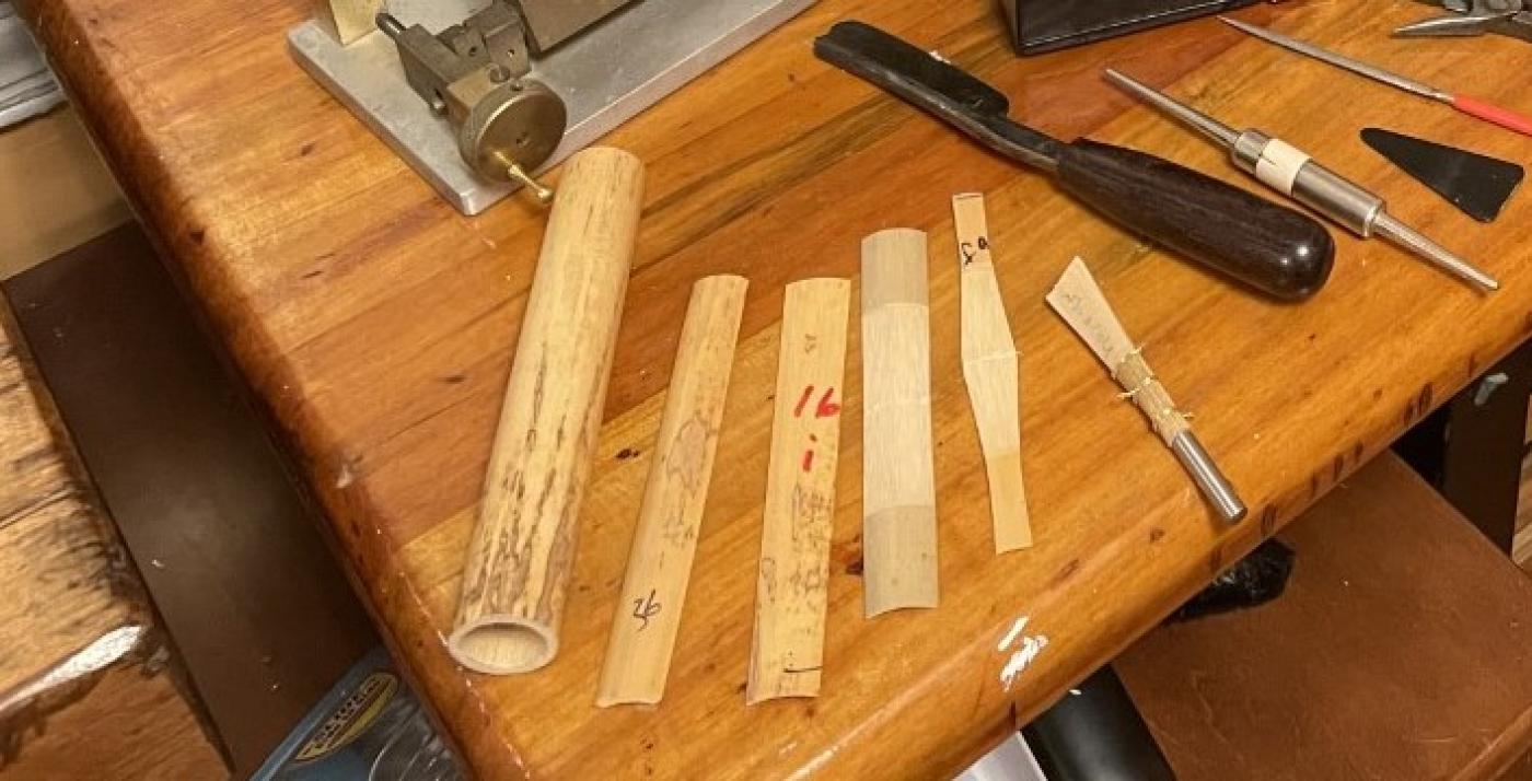 The bassoon reed in various stages from start to finish