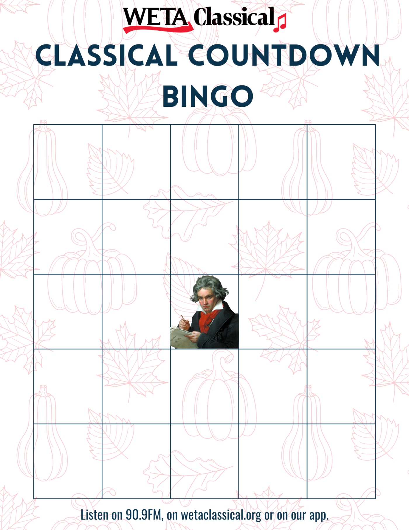 Classical Countdown Bingo