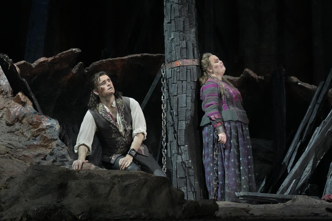 Michael Fabiano as Manrico and Jamie Barton as Azucena in Verdi's "Il Trovatore." Photo: Ken Howard / Met Opera