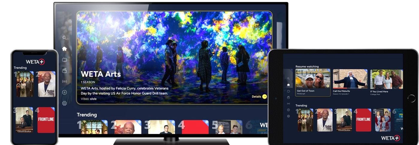 WETA+ App screens