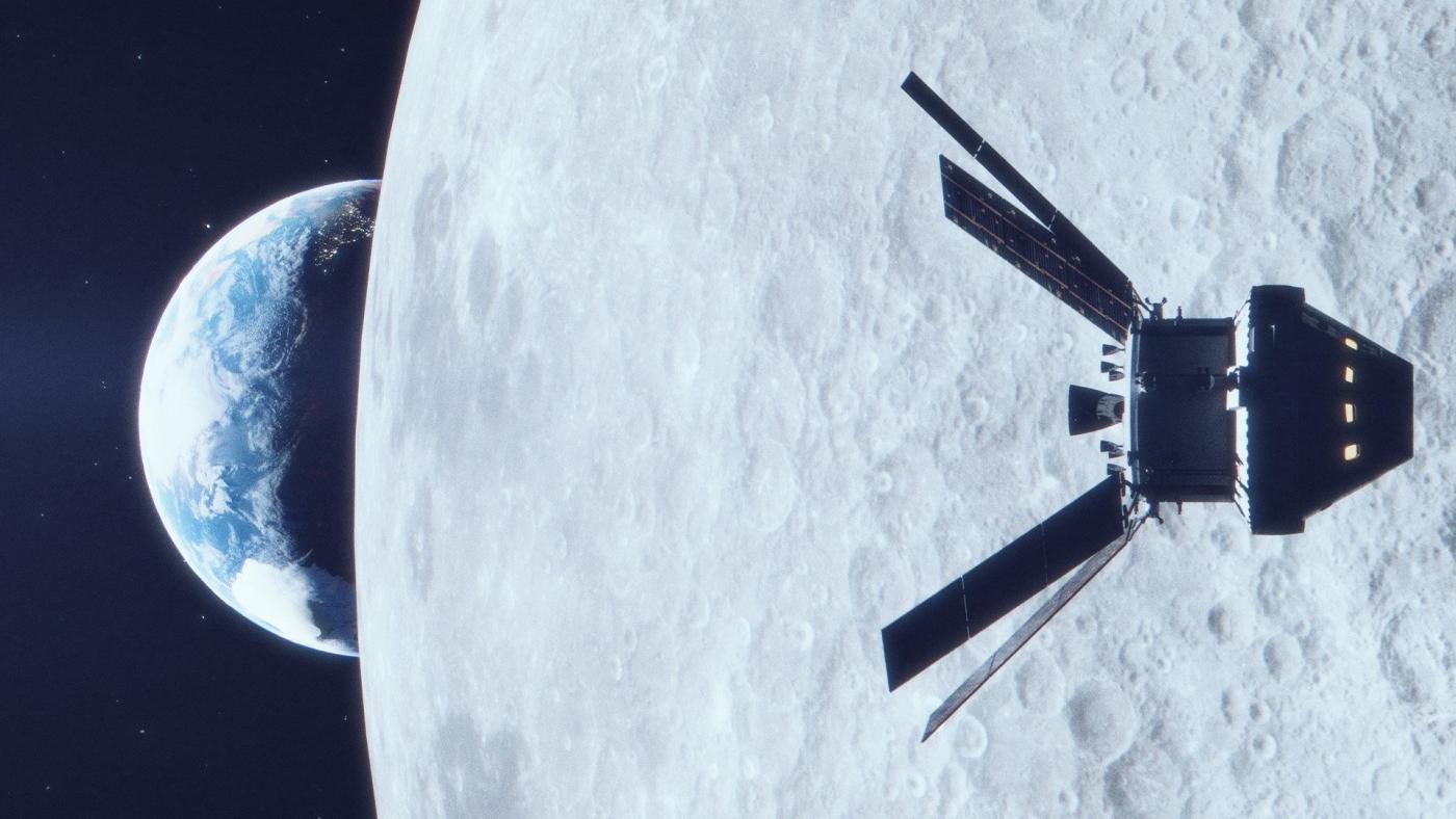 moon with satellite and earth composite image