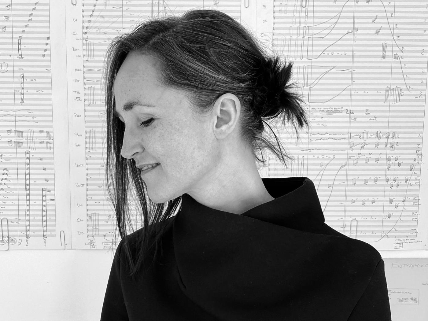 Anna Thorvaldsdottir begins her composing process by drawing shapes and writing words to help store musical information. Her scores themselves are finely detailed.