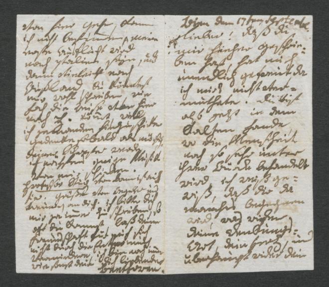  Two pages of Ludwig van Beethoven’s 1795 letter to Heinrich von Struve. © Beethoven-Haus Bonn, H.C. Bodmer Collection.